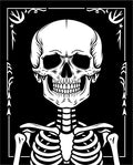 Monochromatic Skeleton Skull Frame Rug