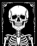 Monochromatic Skeleton Skull Frame Rug