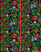 Whimsical Red Green Blue Folk Art Nature Rug