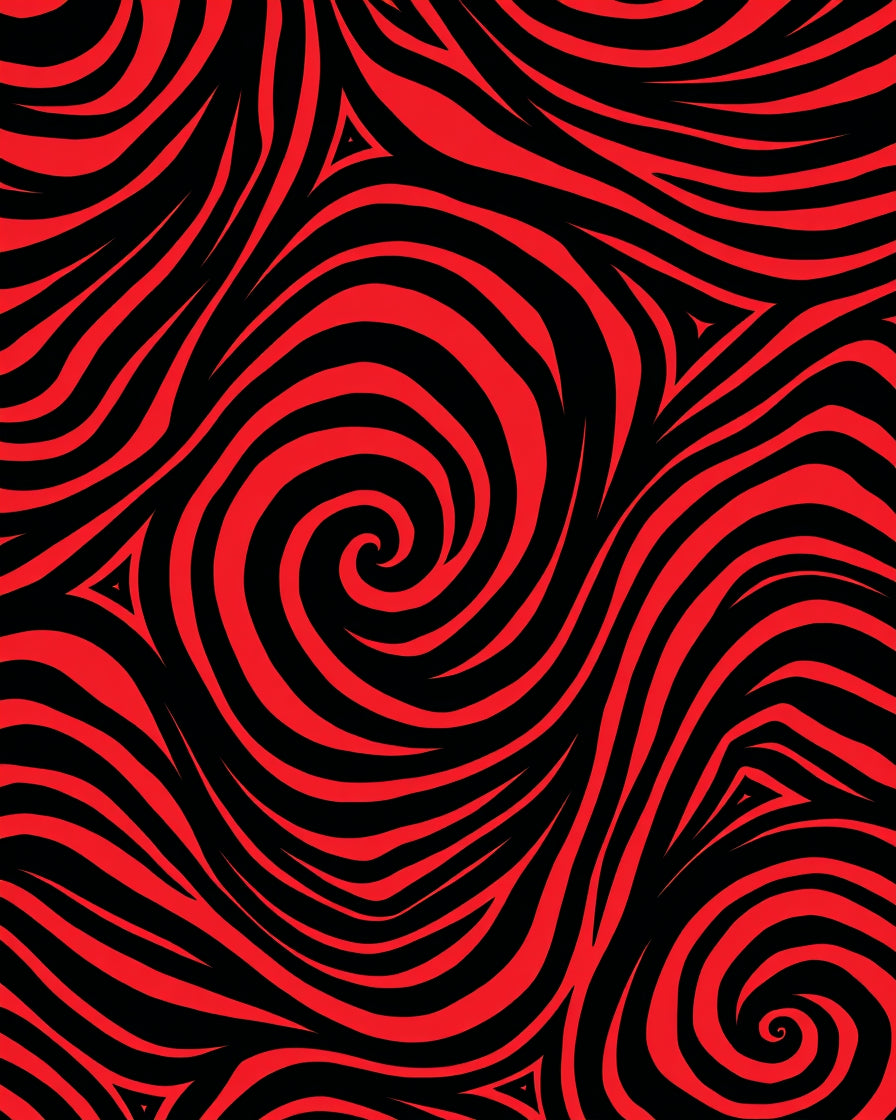 Bold Red Black Swirls Rug