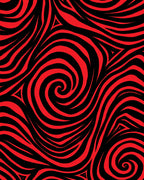 Bold Red Black Swirls Rug