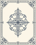 Cream Blue Ornamental Frame Medallion Rug