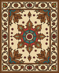 Ornate Crimson Teal Medallion Rug