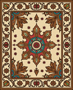 Ornate Crimson Teal Medallion Rug