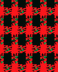 Crimson Black Abstract Floral Grid Rug