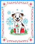 Cute Puppy Snowflakes Christmas Trees Rug