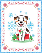 Cute Puppy Snowflakes Christmas Trees Rug