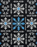 Black White Blue Snowflake Medallion Rug