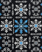 Black White Blue Snowflake Medallion Rug