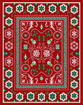 Red Green White Holiday Christmas Ornaments Rug