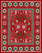 Red Green White Holiday Christmas Ornaments Rug