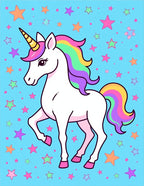 Rainbow Unicorn Starry Sky Rug