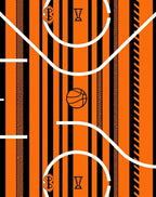 Orange Black Striped Basketball Court Rug