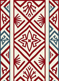 Crimson Teal Diamond Geometric Folk Art Rug