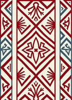 Crimson Teal Diamond Geometric Folk Art Rug