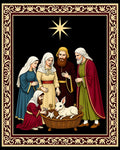 Crimson Nativity Star With Rabbits Rug