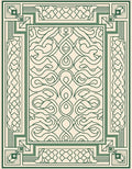 Cream Green Interlocking Curve Border Rug