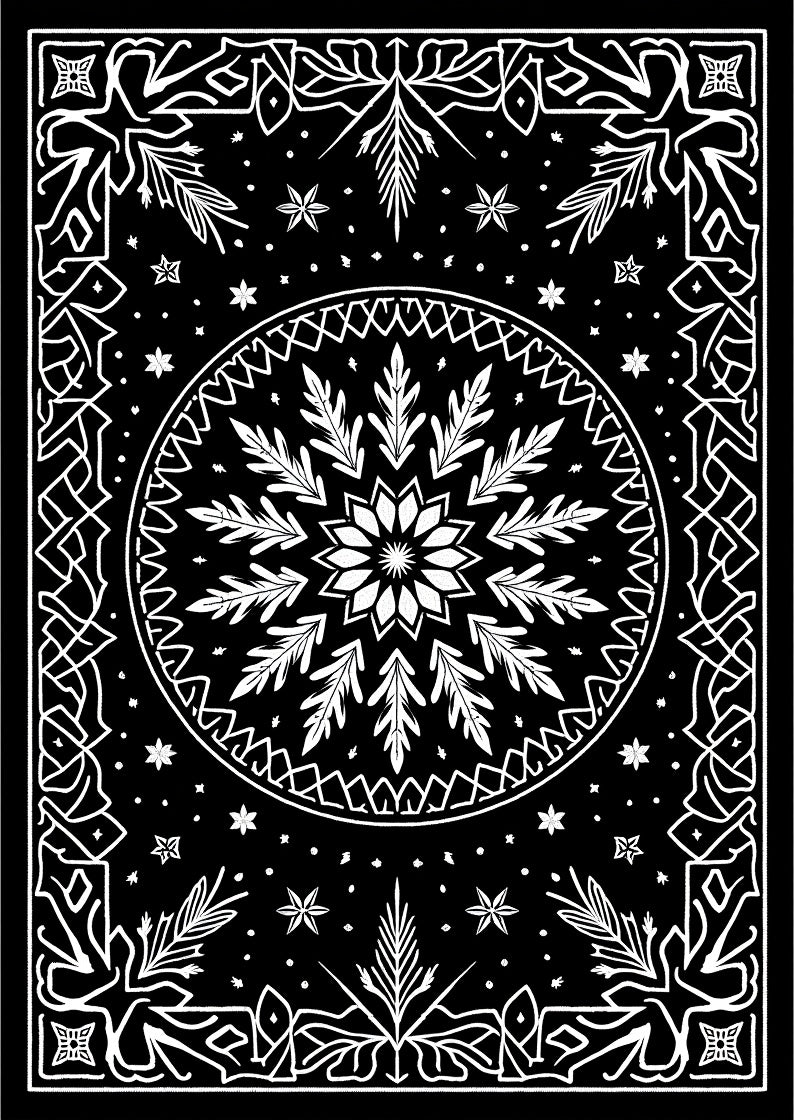 Black White Starburst Mandala Medallion Rug