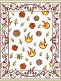 Whimsical Fire Floral Fern Border Rug