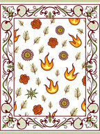 Whimsical Fire Floral Fern Border Rug