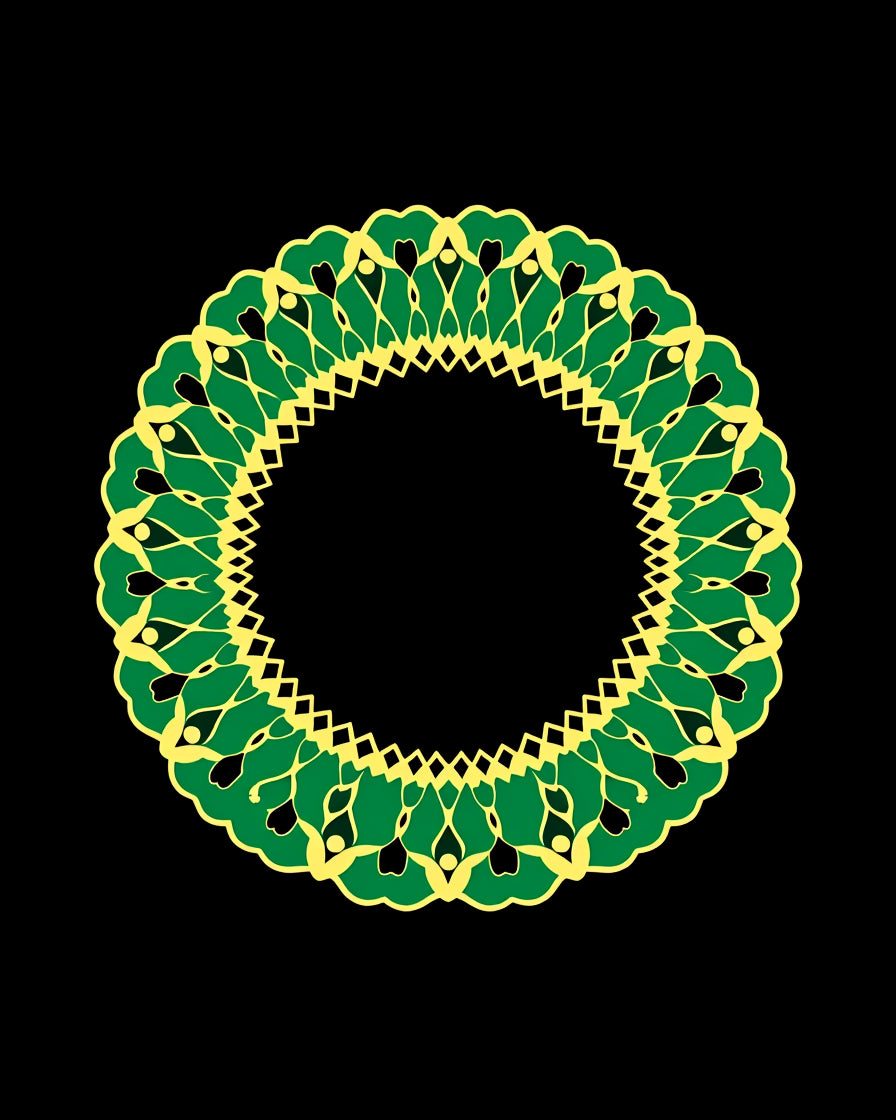 Vibrant Green Yellow Sunburst Mandala Rug