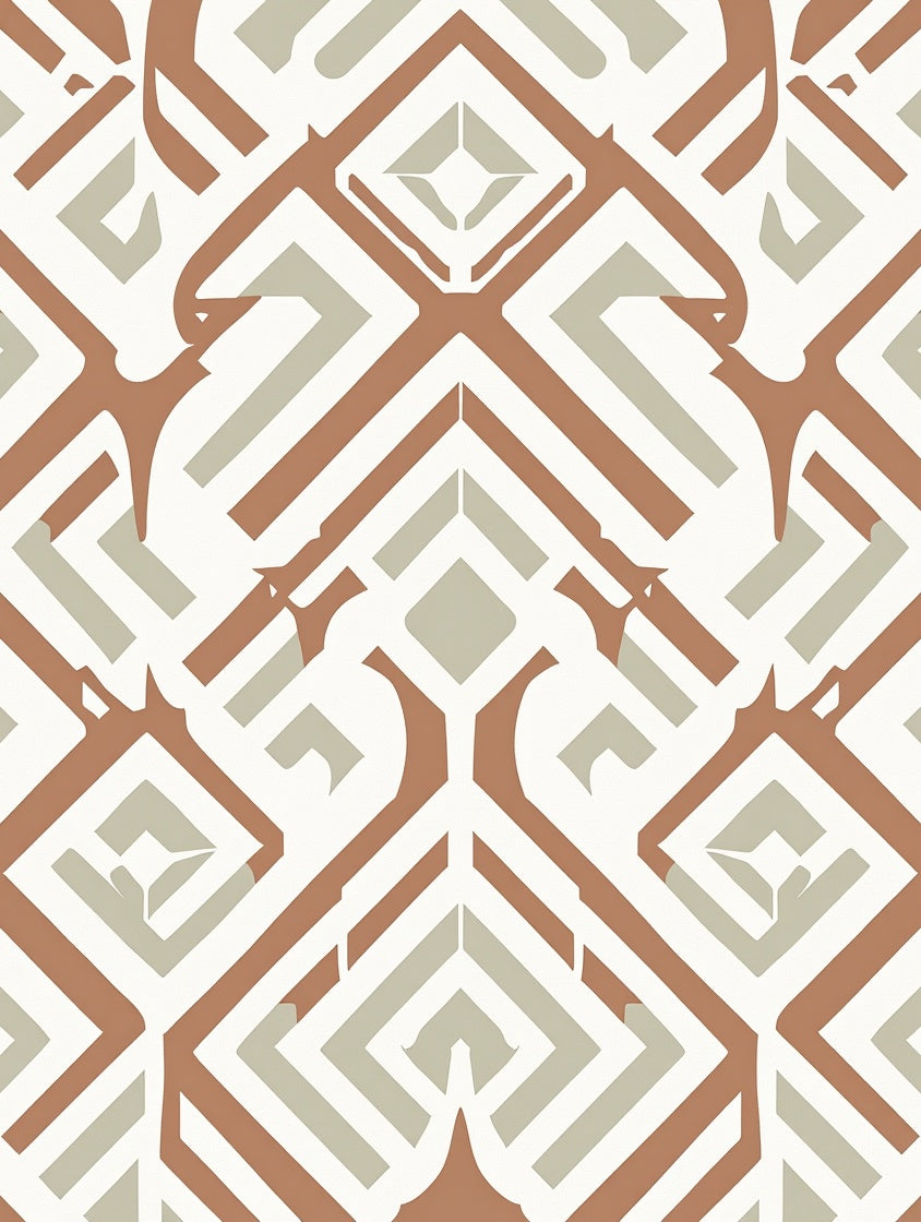 Terracotta Neutral Geometric Diamond Accordion Rug