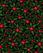 Festive Red Holly Leaf Garland Rug