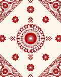 Vibrant Red Floral Mandala Cream Rug