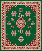 Crimson Green Floral Arabesque Border Rug