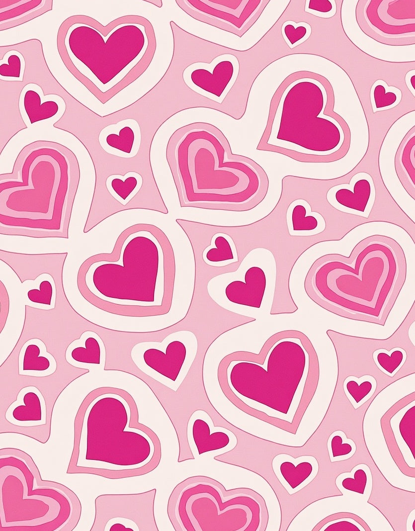 Pink Fuchsia Hearts Layered Rug