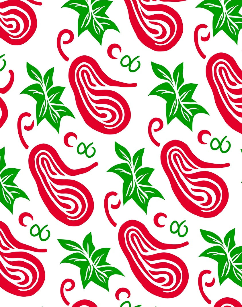 Red Green Paisley Floral Swirls Rug