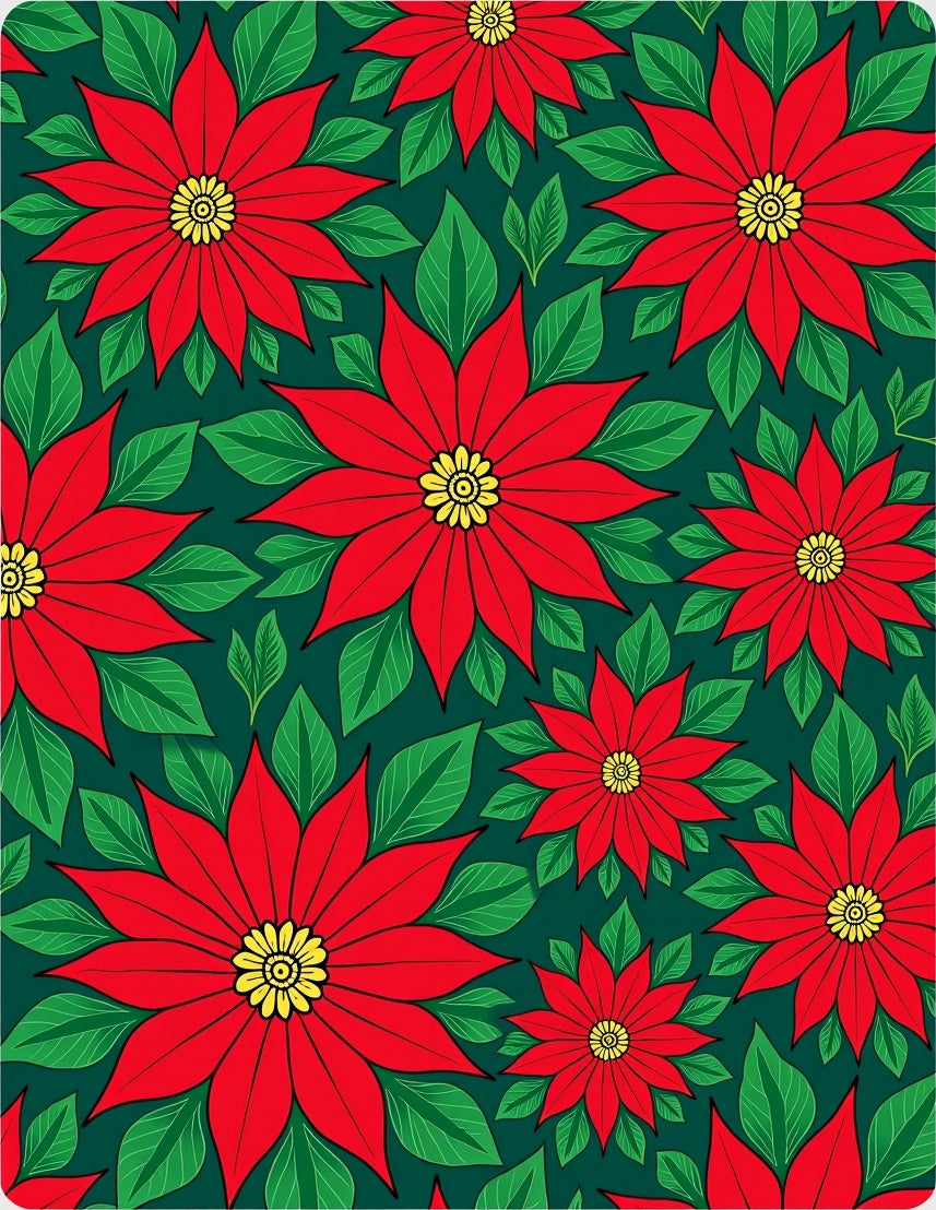 Crimson Red Poinsettia Floral Arrangement Rug