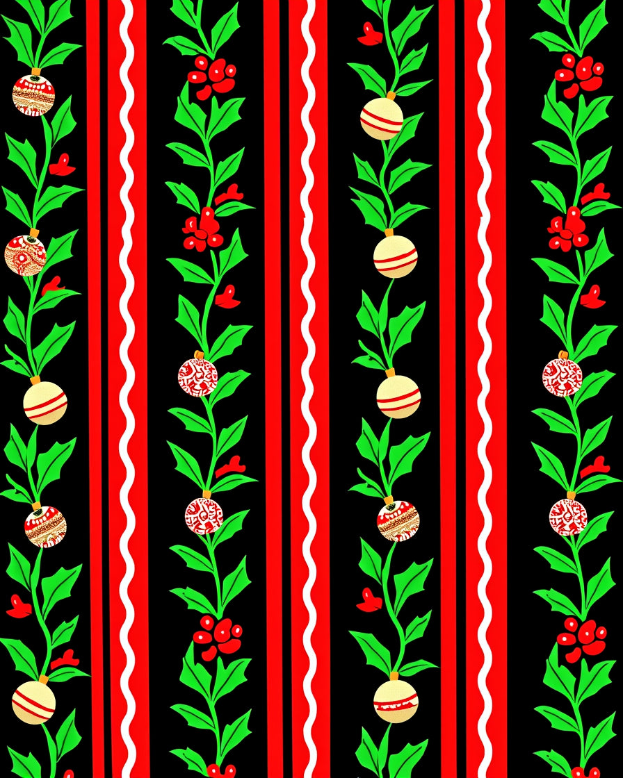Christmas Holly Berry Ornament Garland Rug