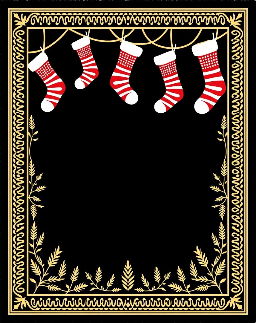 Festive Red Striped Stockings Garland Rug