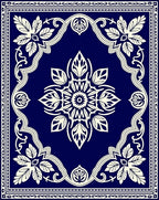 Deep Blue Ivory Floral Medallion Border Rug