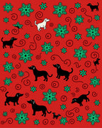 Red Jolly Dachshund Snowflake Collage Rug