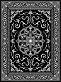 Black White Arabesque Scrollwork Rug