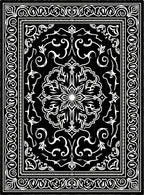 Black White Arabesque Scrollwork Rug