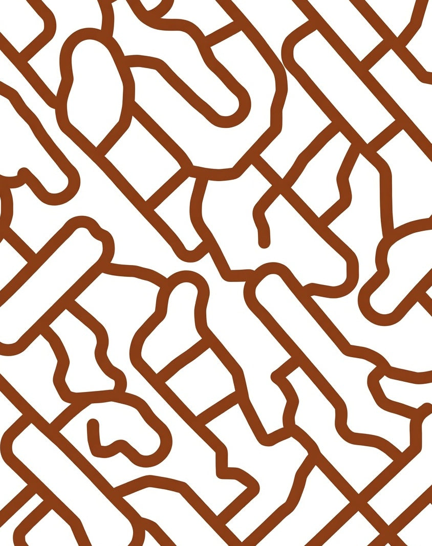 Brown Organic Interconnected Lines Rug