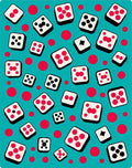 Teal Red Dice Scatter Rug