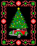 Vintage Christmas Tree Car Scene Rug