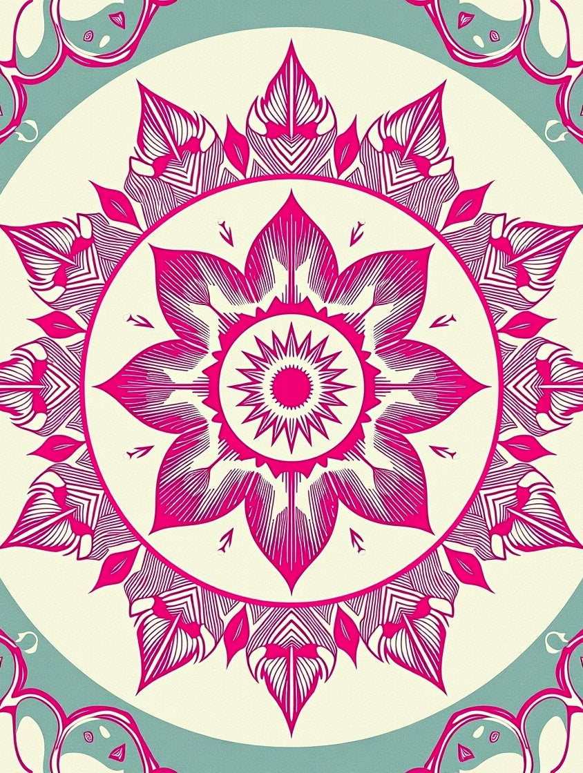 Vibrant Pink Floral Medallion Harmony Rug