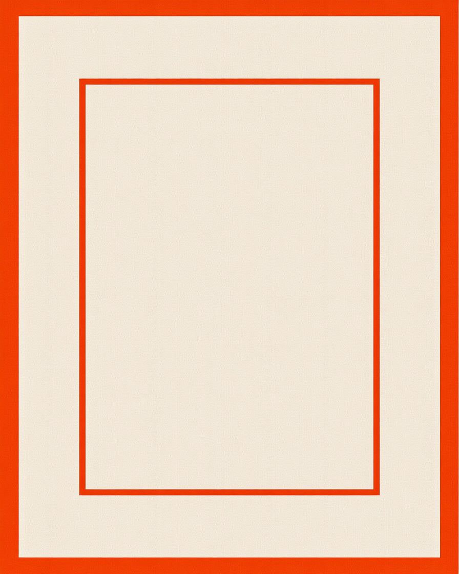 Orange Cream Nested Square Abstract Rug