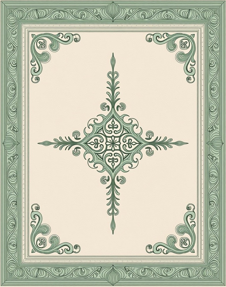 Soft Sage Eastern Medallion Border Rug