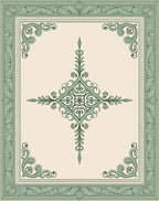 Soft Sage Eastern Medallion Border Rug