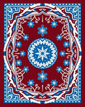 Crimson Blue Intricate Mandala Floral Rug