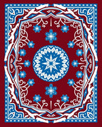 Crimson Blue Intricate Mandala Floral Rug