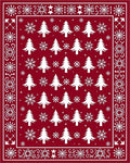 Red Evergreen Snow Flurry Border Rug