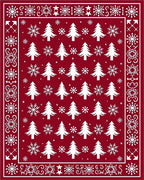 Red Evergreen Snow Flurry Border Rug