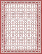Deep Red Ornate Lattice Rug